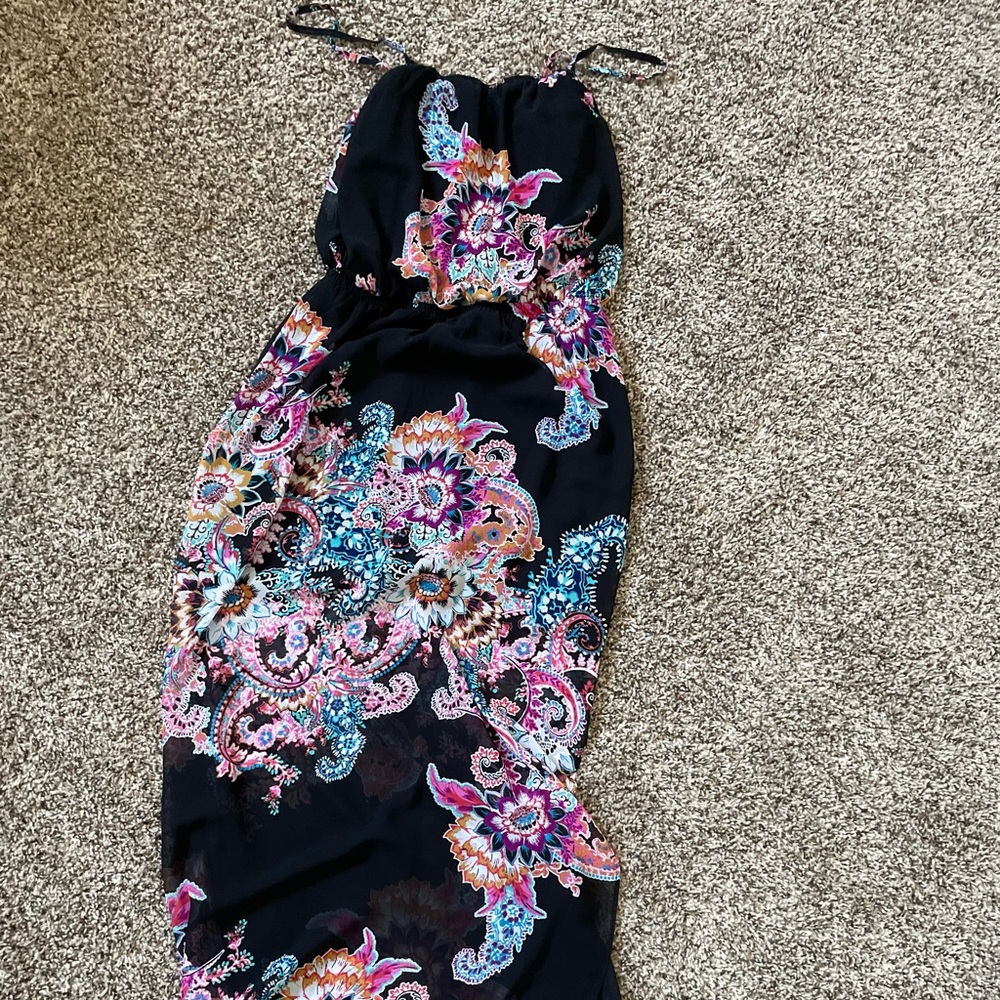 express floral black maxi dress
